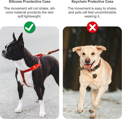 for Airtag Dog Collar Holder, Air Tag Protective Cat Airtag Dog Collar,Silicone AirTags GPS Tracking Accessories,Air Tags with Bone Pattern (1 Pack(Red))