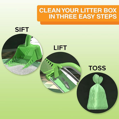 Neater Pet Brands Neater Scooper XL Cat Litter Scoop, 195 Refill Bags – Extra-Large Capacity Mess-Free Cat Litter Scooper with Bag for Large & Multiple Cats, Spill-Proof Litter Box Scooper with Holder