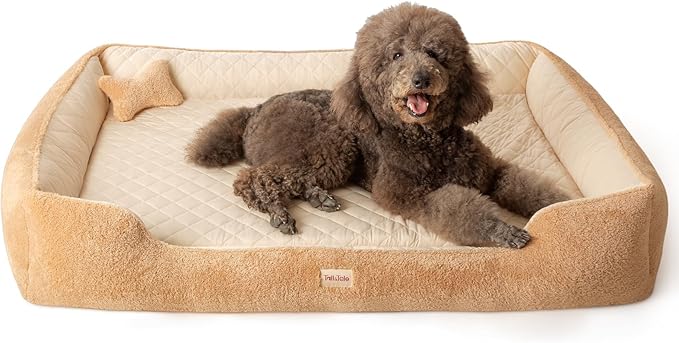 Cooling Orthopedic Dog Bed for Extra Large Dogs - Memory Foam for Joint Pain & Arthritis, XL Pet Bed w/Washable Removable Cover & Waterproof Liner, XXL Dog Sofa w/Raised Bolster & Non-Slip Base