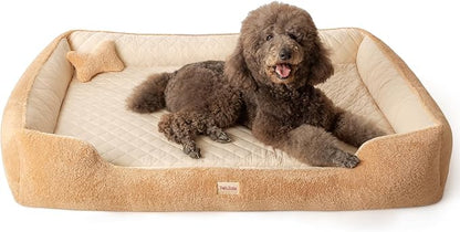Cooling Orthopedic Dog Bed for Extra Large Dogs - Memory Foam for Joint Pain & Arthritis, XL Pet Bed w/Washable Removable Cover & Waterproof Liner, XXL Dog Sofa w/Raised Bolster & Non-Slip Base