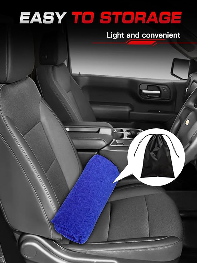 550g Heavy Duty Towel Car Seat Cover, Waterproof Sweat Protector for Post-Gym & Beach, Non-Slip Microfiber Bucket Seat Mat for Sedans SUV Minivans, Machine Washable (Blue, 1-Pack)