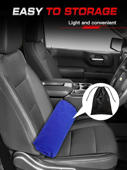 550g Heavy Duty Towel Car Seat Cover, Waterproof Sweat Protector for Post-Gym & Beach, Non-Slip Microfiber Bucket Seat Mat for Sedans SUV Minivans, Machine Washable (Blue, 1-Pack)