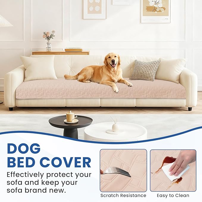 Waterproof Couch Covers for Pets, Waterproof Dog Bed Cover, Anti-Slip Soft Dog Blankets, Couch Cover for Dogs Washable, Pet Blanket for Puppy Large Dogs Cat (30x70 Inch, Beige)