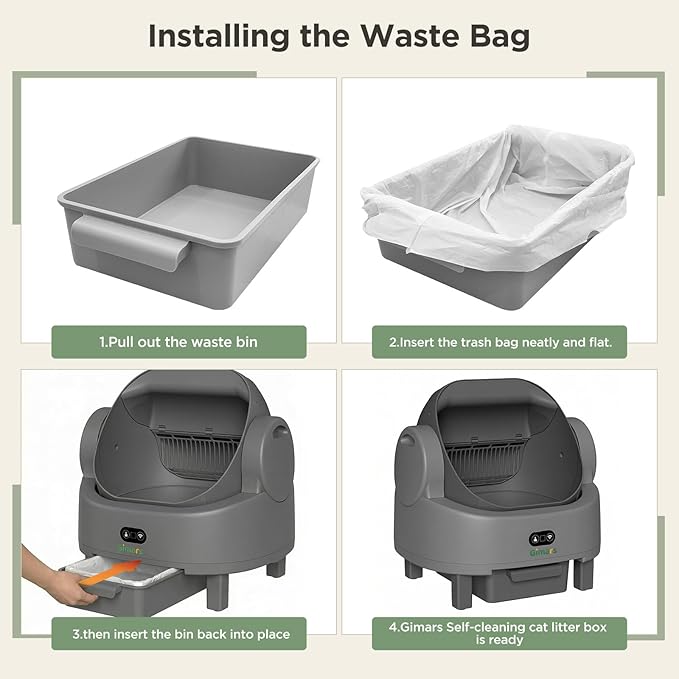 Gimars Open Top Design Self Cleaning Litter Box, Automatic Cat Litter Box for Multiple Cats & Senior Cats, App Control with Safety Sensors, Low Odor, Includes Trash Bags & Litter Mat