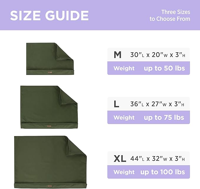 LE SURE Waterproof Dog Bed Cover Replacement Washable - XL Size for Pet Mat 44x32x3 Inches, Green