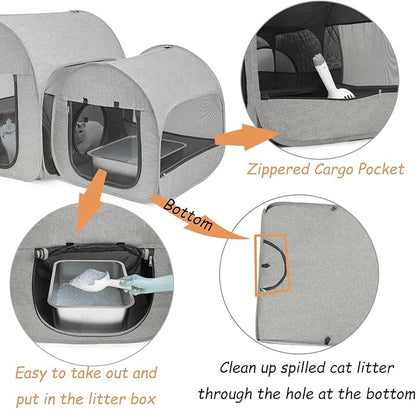 LUCKITTY Portable Cat Playpen, Delivery Room, Enclosure, Postoperative Recovery, House Design for Better Standing, Foldable Pet Tent for Indoor and Outdoor Use, Cat Houses & Condos (Light Grey)