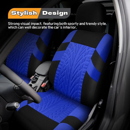 2PCS Car Front Seat Cover with 2 Headrest Covers, Breathable Waterproof Seat Covers for Front Seats, Universal Seats Cover Protector Car Accessories for Most Vehicles (Blue)