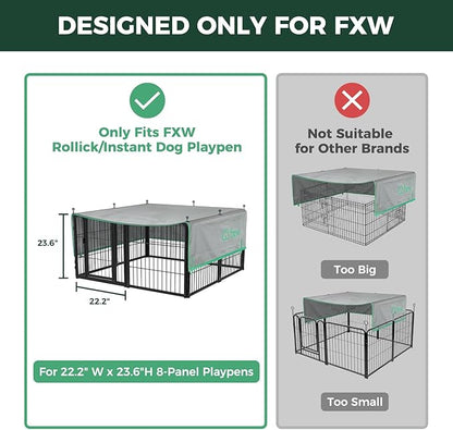 FXW Sun Shade Specialized for FXW Dog Playpen (Not Suitable for Other Brands), Fits for 24" H Rollick/Instant Dog Playpen│Patent Pending (Playpen not Included)