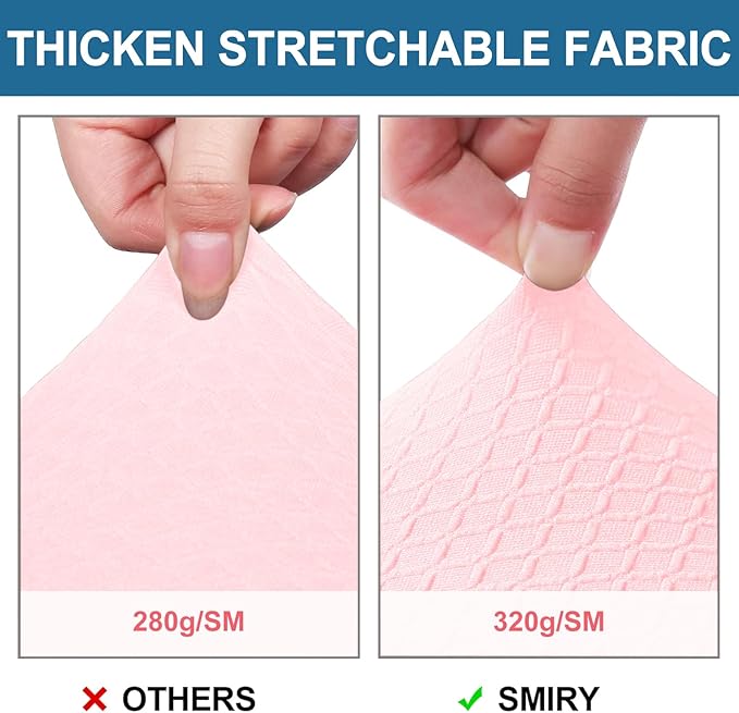 Smiry Waterproof Seat Covers for Dining Room Chairs Set of 2, Stretch Jacquard Removable Washable Chair Seat Slipcovers Protector, No Rear Covers, Blush Pink