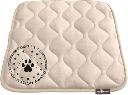 Paw Inspired Washable Padded Crate Mats for Dogs | 23” x 17” Pad, Fits 24-inch Kennels | Leakproof, Waterproof Bottom, Plush Pet Beds (Tan)