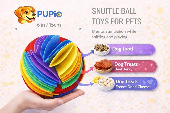 6" Snuffle Ball Toy for Dogs – Treat Hiding Toy for Sniffing & Mental Stimulation - Interactive Enrichment Dogs