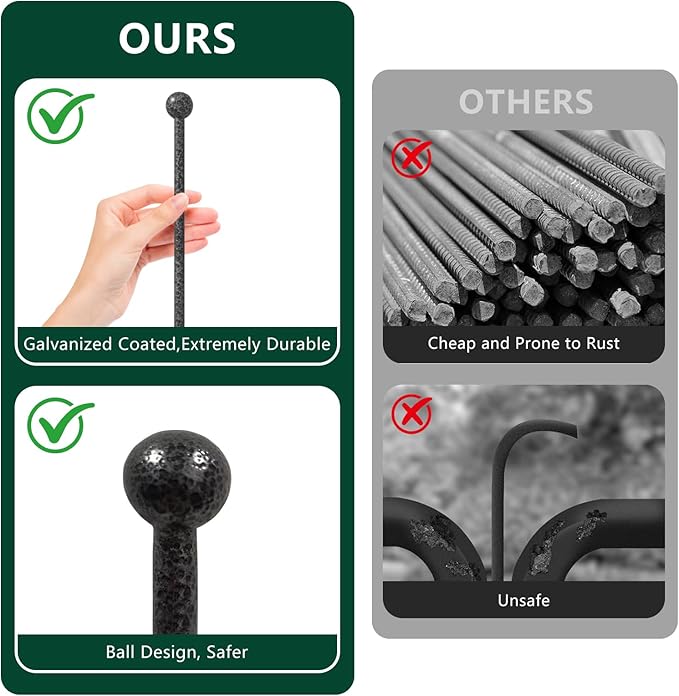 8 PCS Dog Playpen Stakes for Indoor Outdoor Galvanized Metal Replacement Dog Fence Stakes for Large Medium Puppy Playpen, Smaller Diameter (32 Inch)