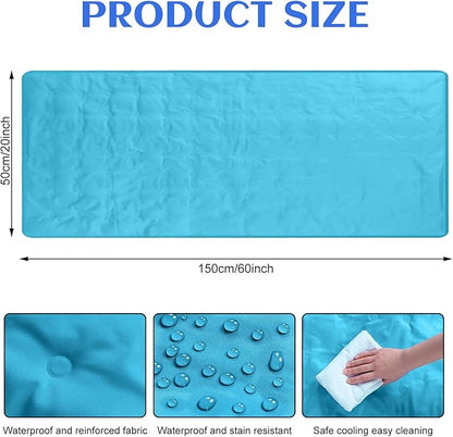 Drydiet Cooling Pad Mat for Sleep Cooling Mattress Pad Gel for Bed, Relieve Pain, Summer Hot Flashes, Adult, Pets, No Water or Electricity Required(Plain,Light Blue,60 x 20 Inch)