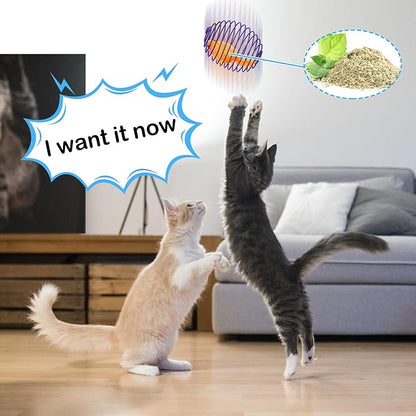 Jecery 5 Pcs Cat Spring Balls Toys Stretchable Rolling Balls Colorful Playful Coils Interactive Action Toy Caged Rats for Kitten Pet Supplies (Catnip Rats,Multicolor)