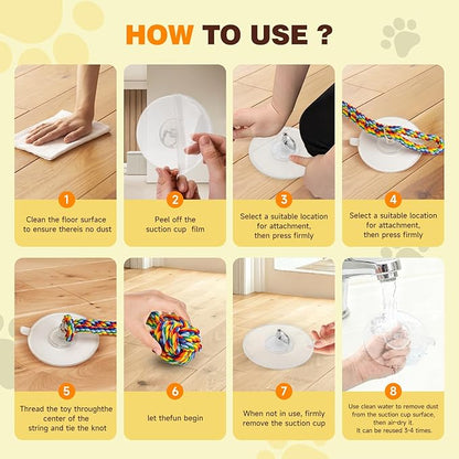 Interactive Dog Toys, Gel Suction Cup Design, Cotton Rope Ball with Built-in Bell, Puppy Teething Toys, Tug of War Dog Toy, Dog Puzzle Toy for Small Dogs, Rainbow