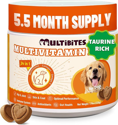 330 Bites Vitamins Supplements and Taurine for Dogs - Multivitamin for Dog Chewables with Glucosamine,Omega 3,MSM - Support Hip & Joint,Skin and Coat,Immunity,Digestive Health