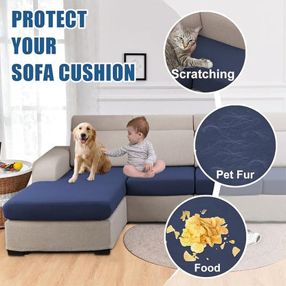 100% Waterproof Couch Cushion Covers, Replacement Sofa Cushion Covers, Stretch Individual Sofa Seat Cushion Slipcovers Furniture Protector for Kids Pets