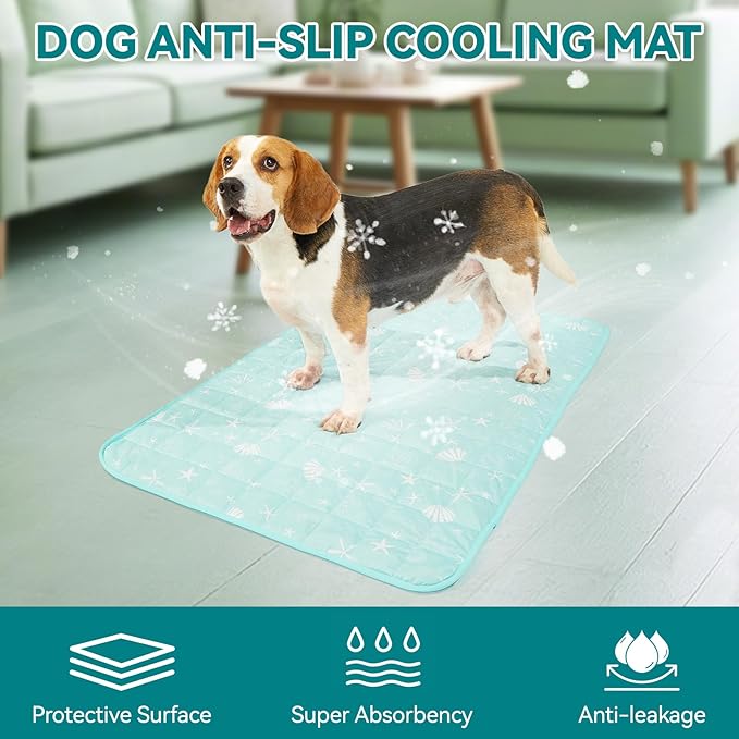 SUPRIY Pet Cooling Mat for Dogs & Cats - Qmax 0.4 Waterproof Cooling Pad, Summer Heat Relief Mat with Japanese Polyester Tech, 3 Sizes Indoor/Outdoor Use (19.5 * 27.5, Blue Ocean)