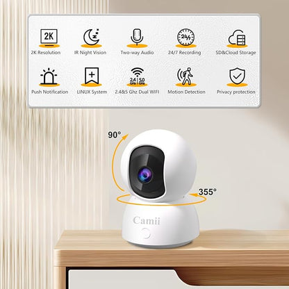 2K Pet Camera Indoor, 5G/ 2.4G Indoor Cameras for Home Security, Baby/Dog/Pet/Elder Camera with Phone App, Night Vision, Auto Tracking, Human/Pet Detection, Cloud&SD Storage