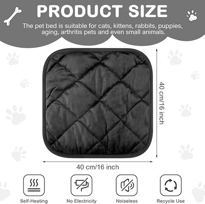 4 Pack Self Heating Cat Pad Self Warming Dog Mat Reflects Body Heat Extra Warm Thermal Pet Pad Washable Dog Cat Bed Crate Bed Mat Blanket(16 x 16 Inch,Black)
