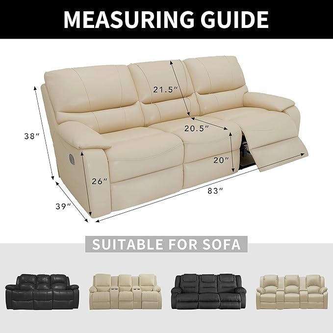 Easy-Going 100% Dual Waterproof Recliner Sofa Cover, 8-Pieces Stretch Relining Couch Cover with Pocket, Jacquard 3 Seat Sofa Slipcover Leakproof Washable (Sofa, Brown)