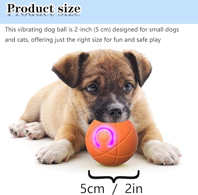 IRIDESCENT Interactive Dog Toys Dog Balls Activated Automatic Rolling Ball for Puppy Small Dogs Smart Jumping Automatic Moving Bouncing and Rotating Ball Vibrating Keep Them Busy