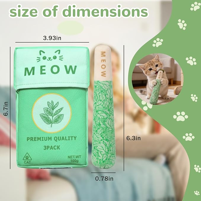 6 Pcs Cat Toys for Bored Indoor Adult Cats & Catnip Toys with 2 Bags, Potent Cat Chew Toy for Teeth Cleaning with Silvervine, Interactive Dental Plush Set for Boredom Relief and Pet Gifts