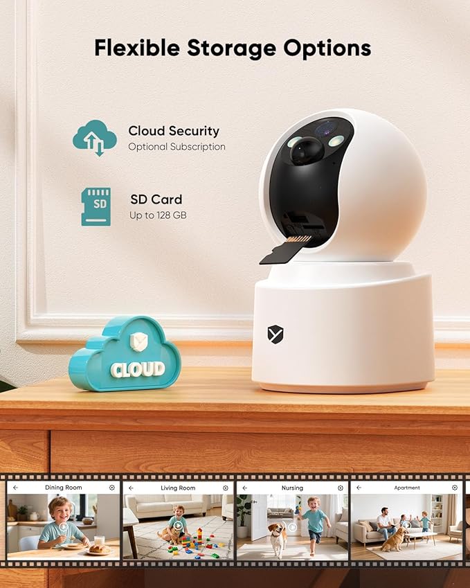 Battery Powered pet camera,true Wireless Indoor Camera, 4MP 2.5K WiFi Camera with Color Night Vision, 355° Pan Tilt, Motion Detection, 2-Way Audio, Dog/Cat/Kids/Baby/Pet Monitor & home security
