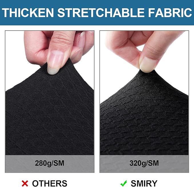 Smiry Waterproof Seat Covers for Dining Room Chairs Set of 10, Stretch Jacquard Removable Washable Chair Seat Slipcovers Protector, No Rear Covers, Black