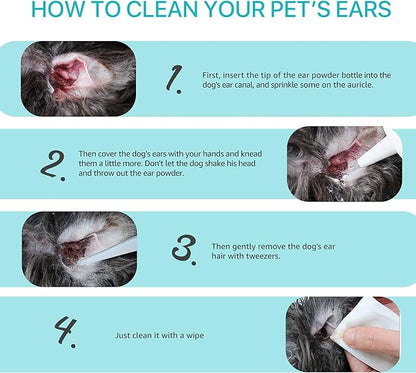 ZIXAOK Dog Ear Cleaner 30g - Removal Ear Powder for Pets,Dog Ear Infection Treatment,Supports Infection Prone Ears, Ear Odor in Pets