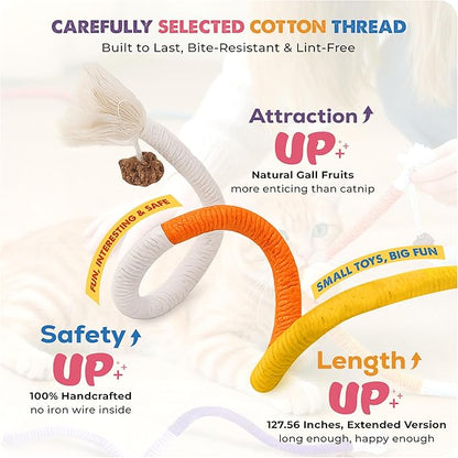 Jozy Cat Chew Rope - 4Pcs Cat Chew Toy with Refillable Natural Catnip - Interactive Kitten Teething Toys for Indoor Kittens - Bite Resistant Cotton Chew Rope Toys for All Breeds (19.6 Inches)