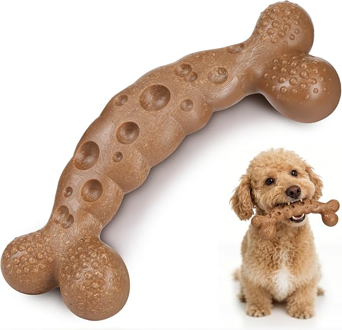 Dog Bone Toy for Aggressive Chewers Tough Dog Chew Toys for Samll Breed to Keep Them Busy (Small-Under 20LBS, Milk)