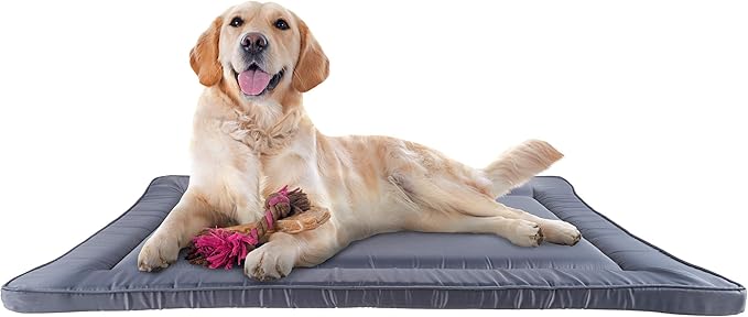 PETMAKER Waterproof Dog Bed - 38.75x25 Large Dog Bed with Raised Edge - Easy-to-Clean Multi-Purpose Crate Mat for Home and Car Travel (Gray)