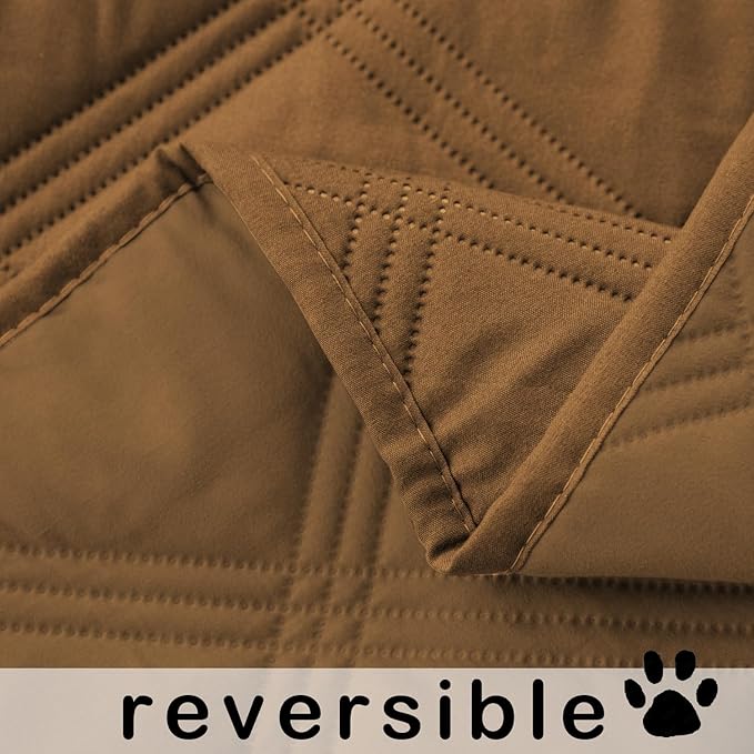 fuguitex Waterproof Dog Blanket Reversible for Small Dogs Resistant Leakproof Washable Couch Cushion Bed Protector Cover for Indoor Furniture Pet Friendly（30"*90",Brown+Brown
