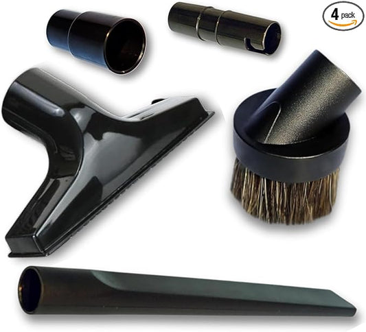Attachments for 1.25" Vacuum Cleaner – Dust Brush, Crevice, Upholstery Tool & 2 Adapter - fits 1.5" & 1.375" Compatible with Kirby, Shark, Hoover, Oreck, Bissell, Eureka, Rainbow