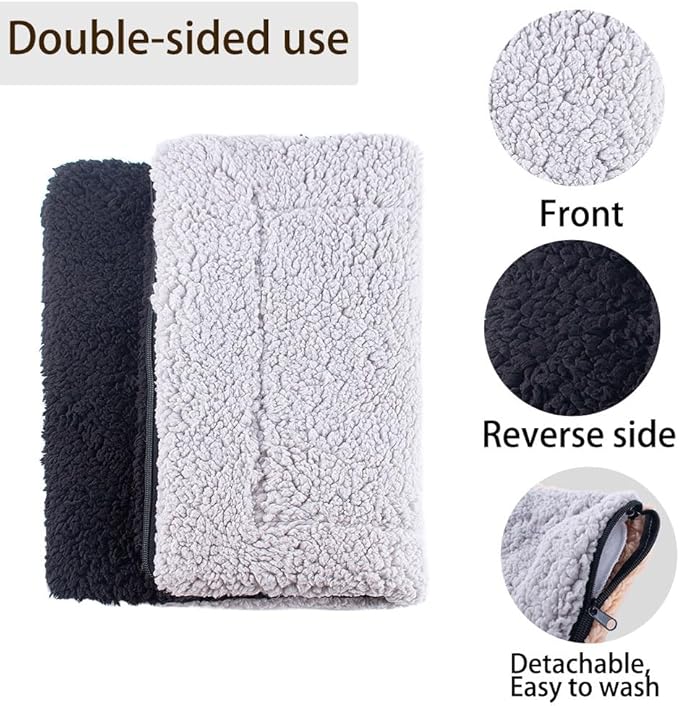Self Heated Dog Mat Advanced Extra Warm Thermal Pet Pad for Indoor Outdoor Pets with Removable Cover Non-Slip Bottom Washable Non Electric Self Warming Dog Bed,Grey 27 * 35inch