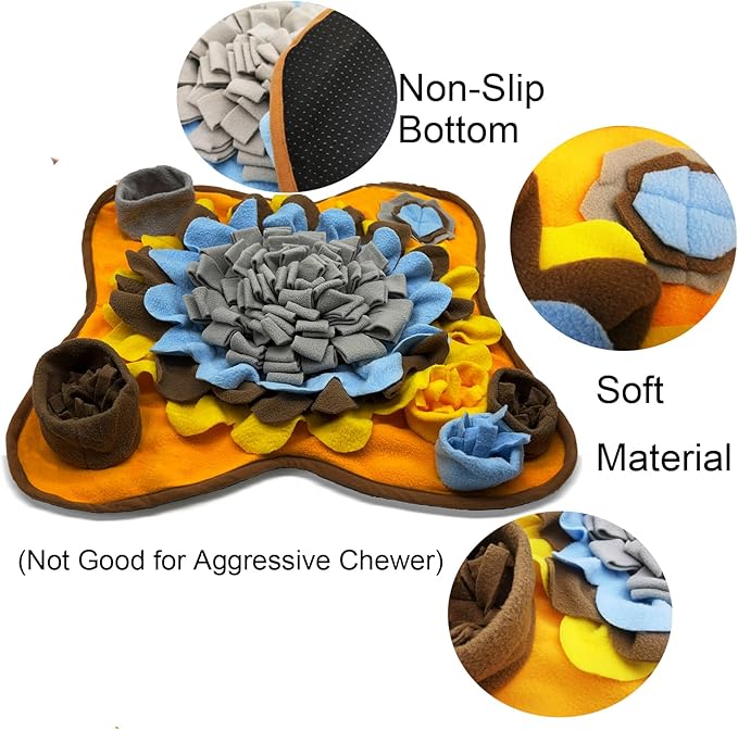 Dogs Snuffle Mat Pet Feeding Mats Puppy Sniffing Pad,Cat Doggies Interactive Puzzle Toys for Multiple Breeds Encourages Natural Foraging Skills,Training and Stress Release (Grey Brown)