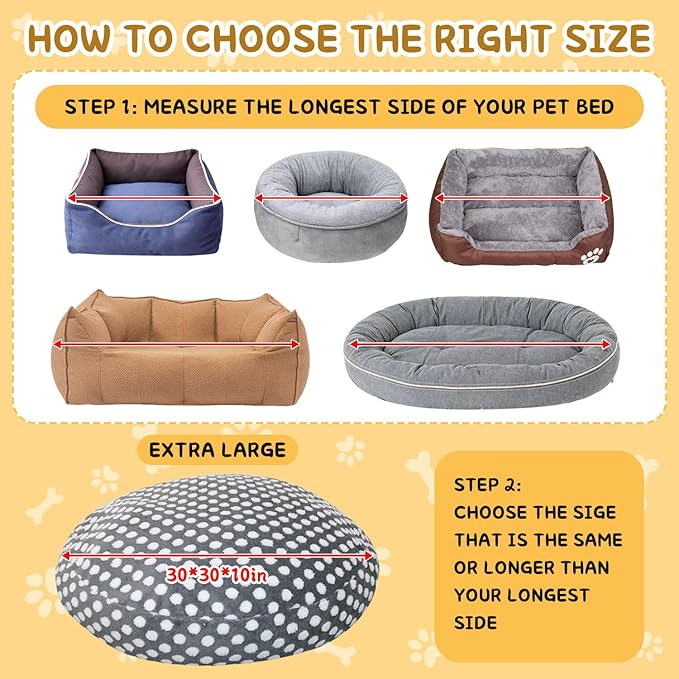 Washable Dog Bed Covers Round Replacement Dog Bed Covers, Waterproof Sofa Cover with Dot Print Design for Medium & Large Pet Beds, Cover Only (Dark Gray, 30 * 30 * 10in)