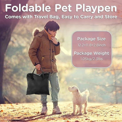 Paw Ballet Foldable Pet Kitten Playpen, Upgrade Waterproof Portable Cat Dog Playpen Kennel Tent for Dog Cat, Retractable Shade Cover with Free Carrying Case, Indoor Outdoor Use for Small Pet.