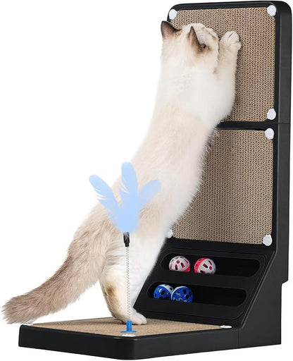 Goosheep Cat Scratching Board Kitten Scratching Ball Wall Scratchers for Indoor Cats L Shaped Cat Scratcher Cats with Scratcher Pads Black