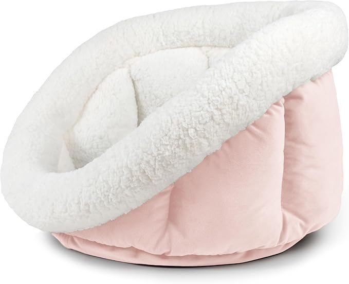 Sherry Kline Medium Cuddler Cup Pet Bed: Cozy Retreat with Deep Cushioning, Secure & Snug Space for Nap or Lounge, Easy in 'n' Out Access, Polyester Fiber, Round Shape (Powder Pink)