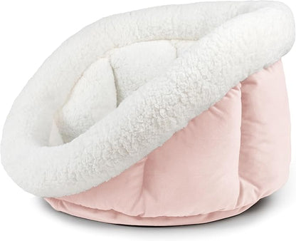 Sherry Kline Medium Cuddler Cup Pet Bed: Cozy Retreat with Deep Cushioning, Secure & Snug Space for Nap or Lounge, Easy in 'n' Out Access, Polyester Fiber, Round Shape (Powder Pink)
