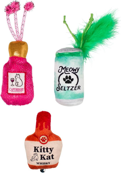 Fringe Studio Kitten My Drink ON, Small Plush Cat Toy 3PCS Set, PetShop Collection (904040)