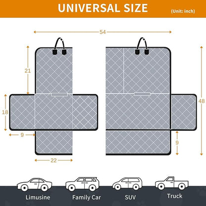 IVY&LANE Dog Car Seat Cover for Back Seat,Conversible 2-in-1 Waterproof Front Seat Cover,Heavy-Duty & Scratchproof Car Seat Protector Cover for SUVs, Trucks and Sedans(Standard,Grey)