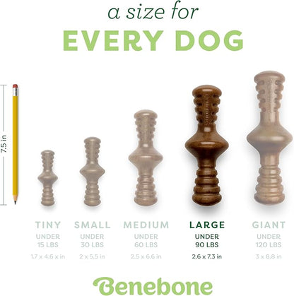 Benebone Zaggler Rolling Dog Chew Toy, Made in USA, Real Bacon Flavor, Large