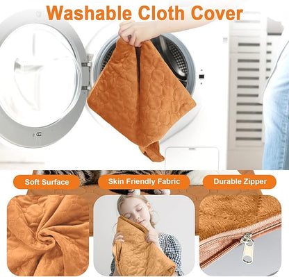 Cat Heating Pad, 6 Adjustable Temperature & 5 Timer Options, 17.7'' x 17.7'' Pet Heating Pad for Cats Dogs, Waterproof Indoor Outdoor Electric Heated Cat Bed Dog Mat with Chew-Resistant Cord (Brown)