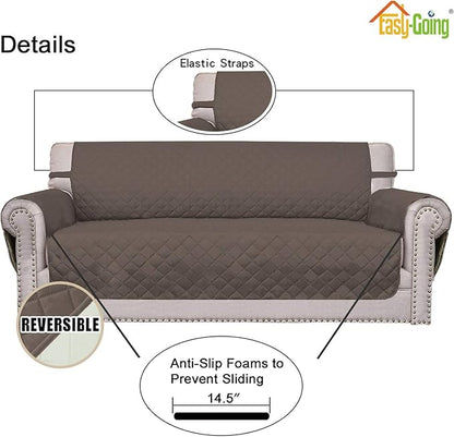 Easy-Going Chair Sofa Slipcover Reversible Sofa Cover Water Resistant Couch Cover Furniture Protector Cover with Elastic Straps for Pets Kids Children Dog Cat (Chair, Taupe/Ivory)
