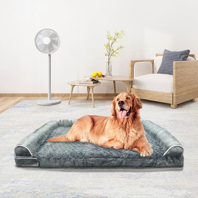 Orthopedic Dog Bed for Large Dog,Memory Foam Cat Bed with Stickable Design Waterproof Pet Couch Bed with Washable Removable Cover(36 in,Darkgrey)