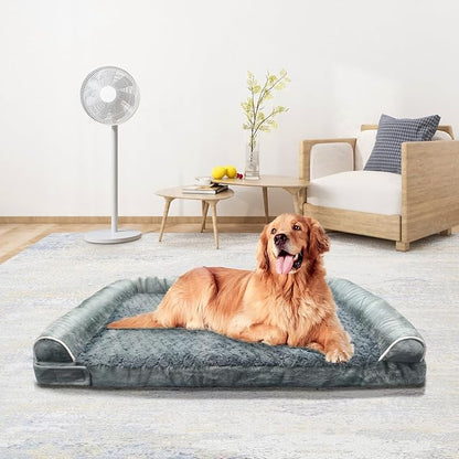 Orthopedic Dog Bed for Large Dog,Memory Foam Cat Bed with Stickable Design Waterproof Pet Couch Bed with Washable Removable Cover(36 in,Darkgrey)