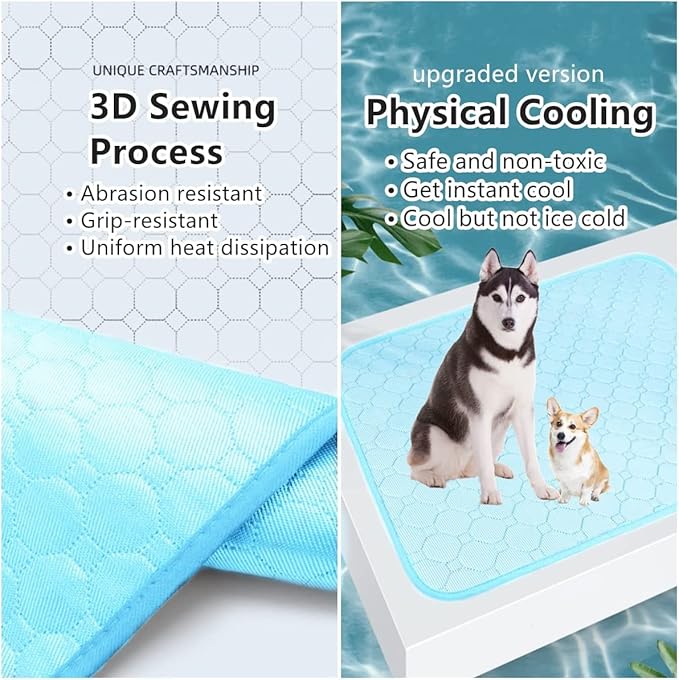 Mannice Pet Cooling Mat, 2X-Large, 27.5 x 39.0 in, Mesh, No Water or Electricity Needed, Safe, Portable, Foldable, Easy to Use, Designed for Large Dogs and Cats, 3 Years Warranty